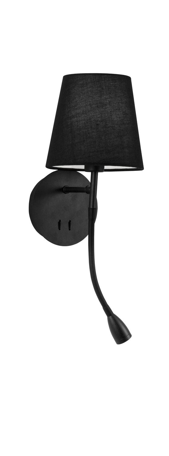 Applique murale NIA 2 lumières noire, tissu