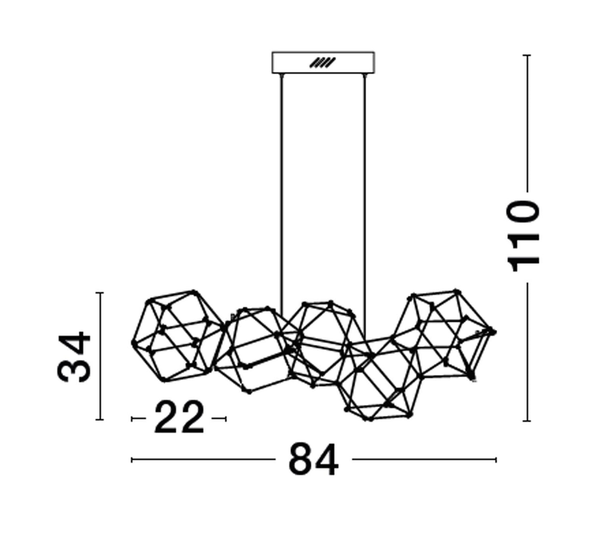 Suspension Nebula noire, H 110 cm
