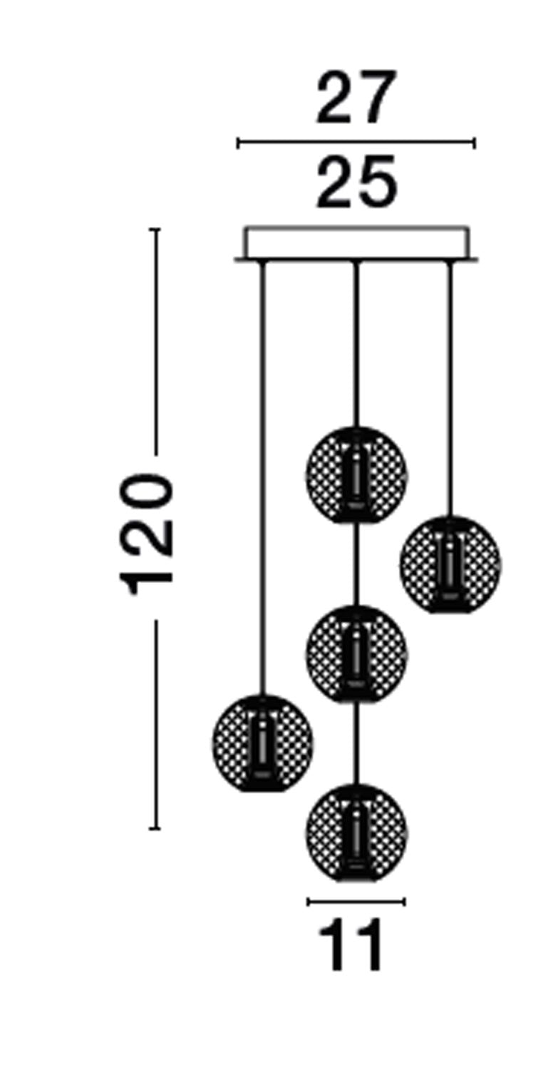 Suspension Brillante chromée, H 120 cm (9186910)