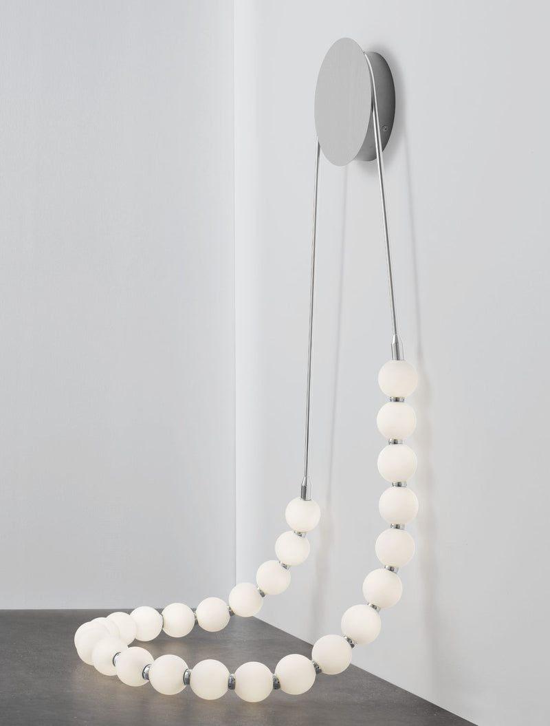 Applique murale Perla chromée, verre, H 132 cm