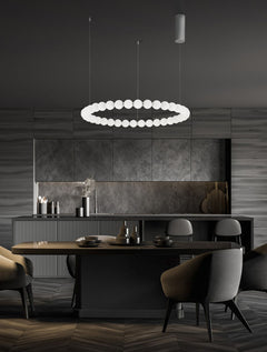 Suspension Perla chromée, verre, H 200 cm (9186917)