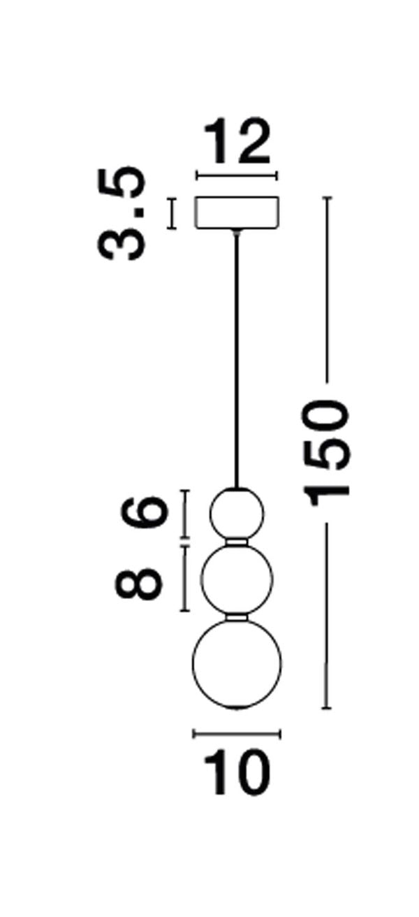 Suspension Perla chromée, verre, H 150 cm (9186918)