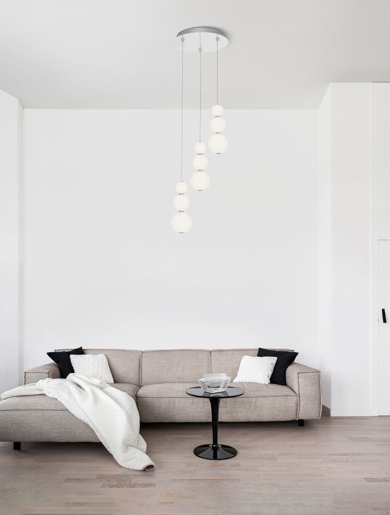 Suspension Perla chromée, verre, H 150 cm (9186919)
