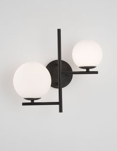 Applique murale Impero 2 lumières noire, verre
