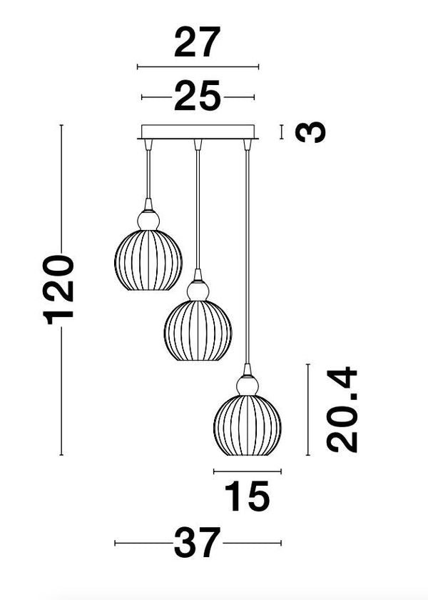Suspension Odell 3 lumières blanche, verre