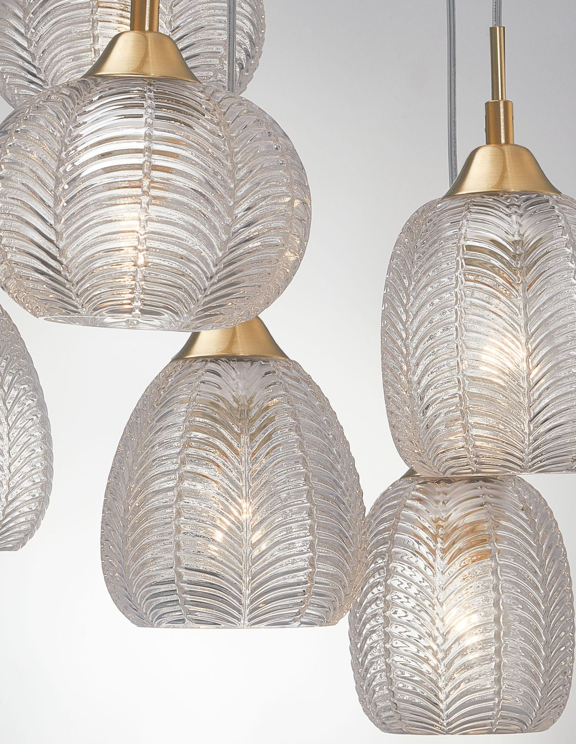 Suspension Vario 6 lumières dorée, verre