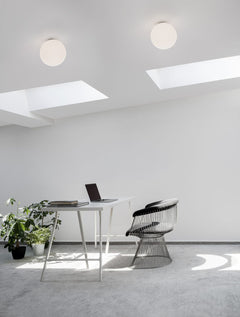 Plafonnier Nevoso blanc, verre