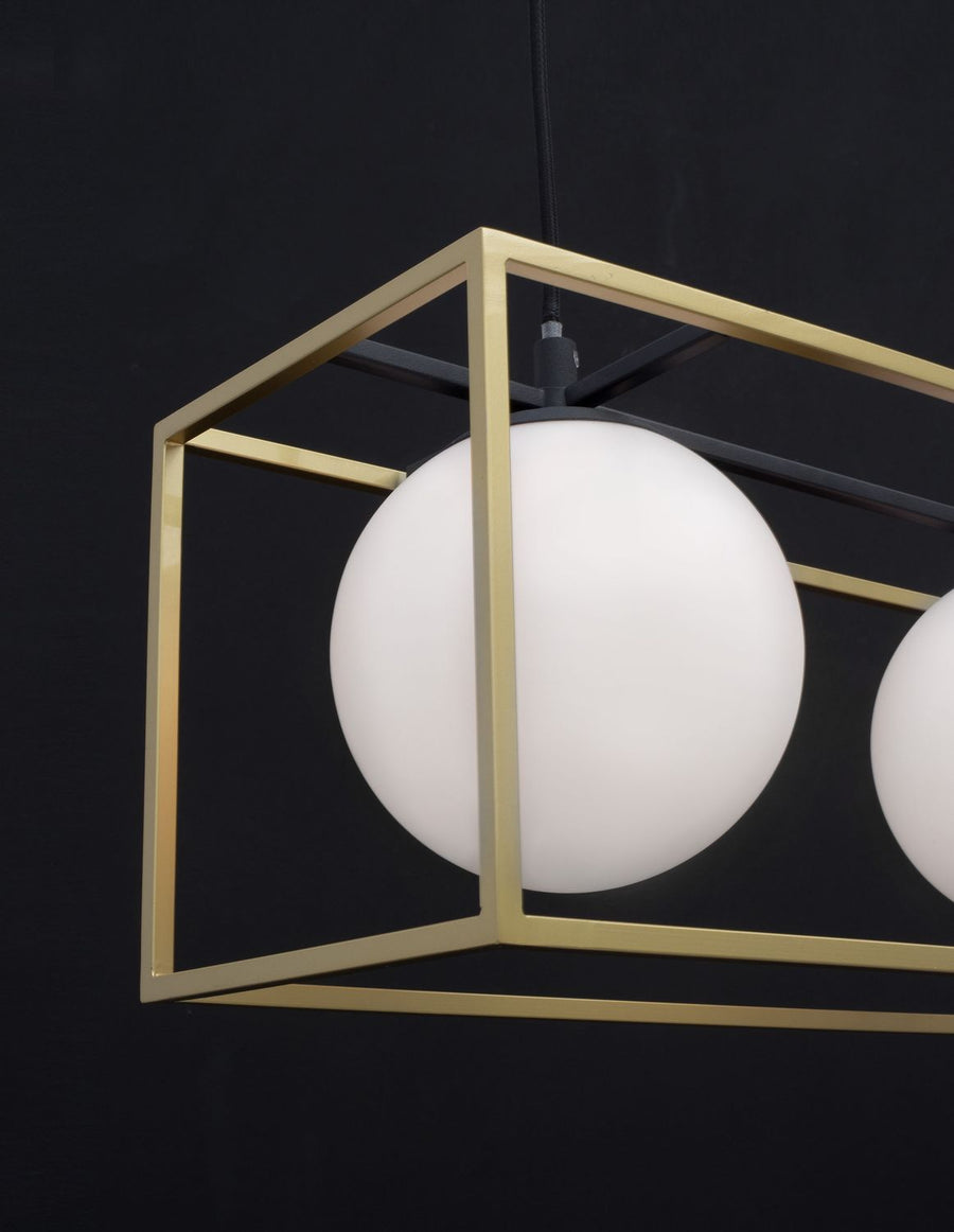 Suspension Juliet 3 lumières dorée, verre