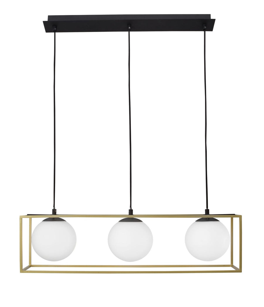 Suspension Juliet 3 lumières dorée, verre