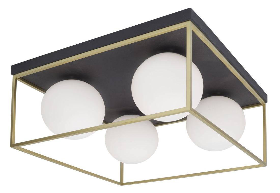 Plafonnier Juliet 4 lumières doré, verre