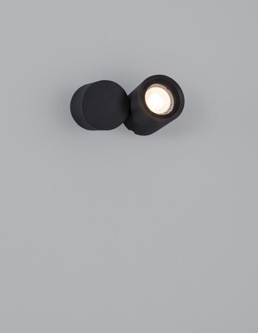 Applique extérieure Focus noire, verre