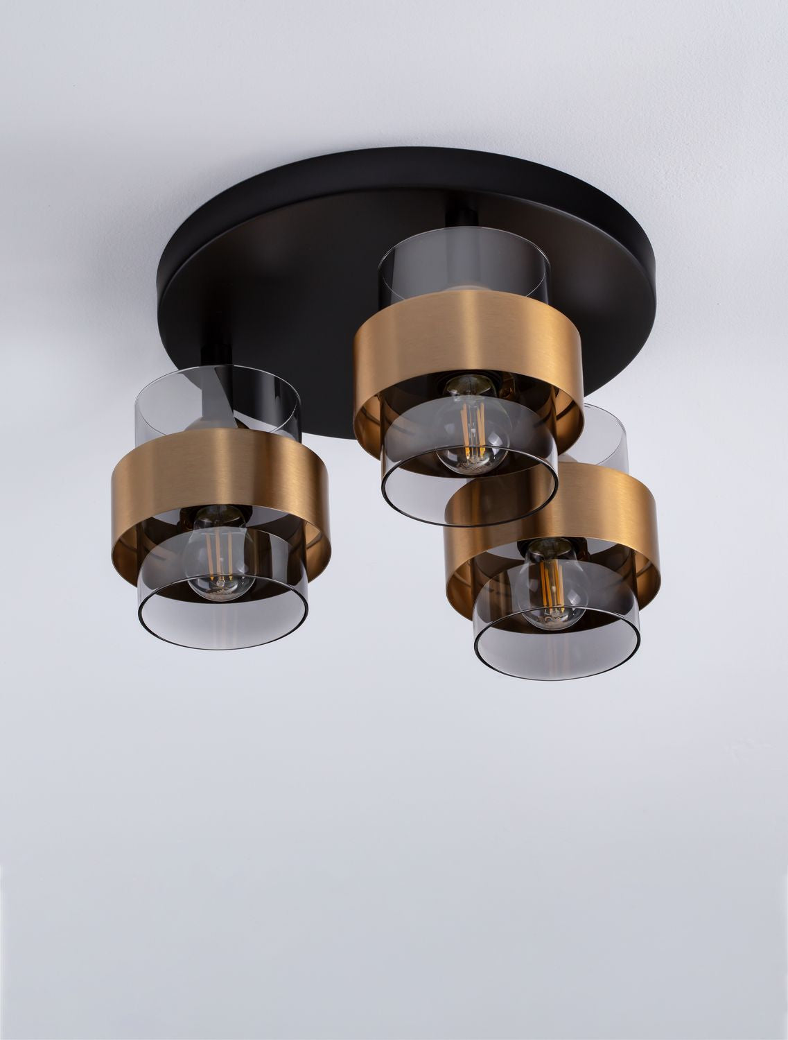 Plafonnier Sianna 3 lumières doré, verre