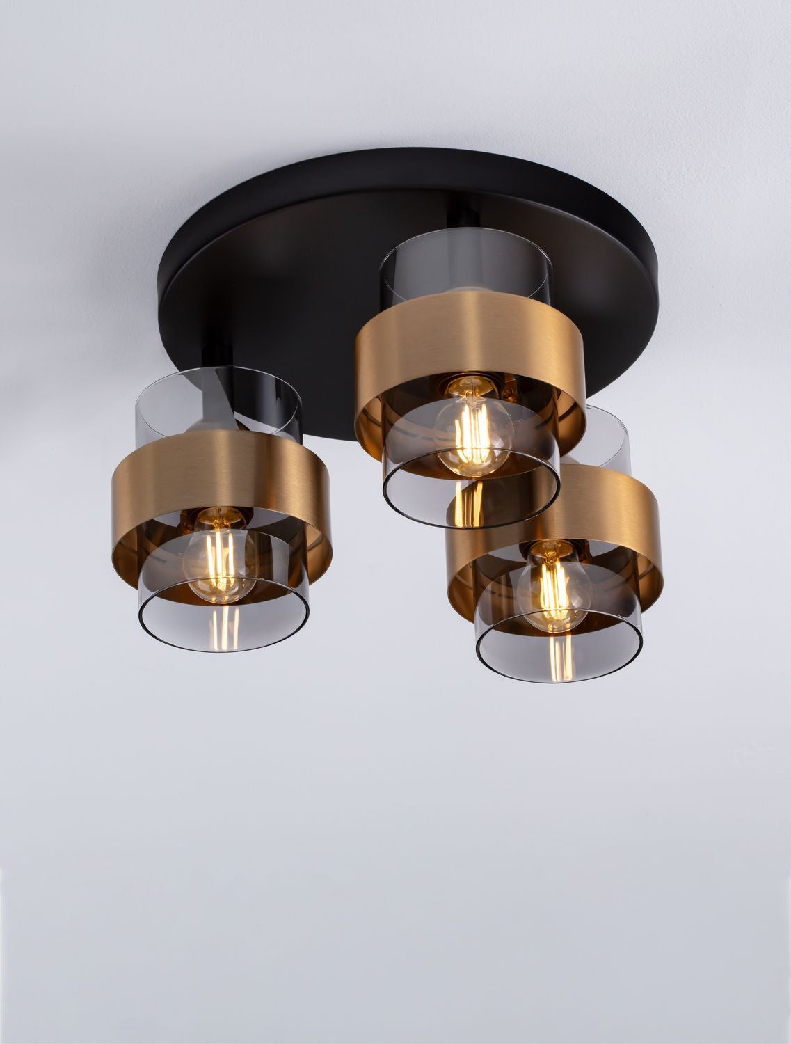 Plafonnier Sianna 3 lumières doré, verre