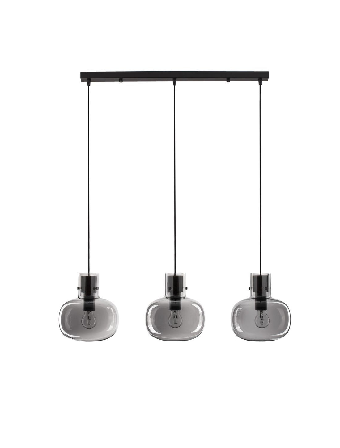 Suspension Cinzia 3 lumières noire, verre, H 175 cm