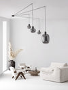 Suspension Cinzia 4 lumières noire, verre