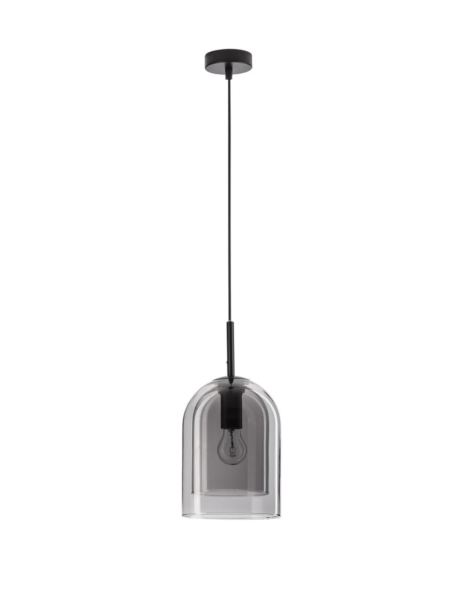 Suspension Velor noire et fumée, verre