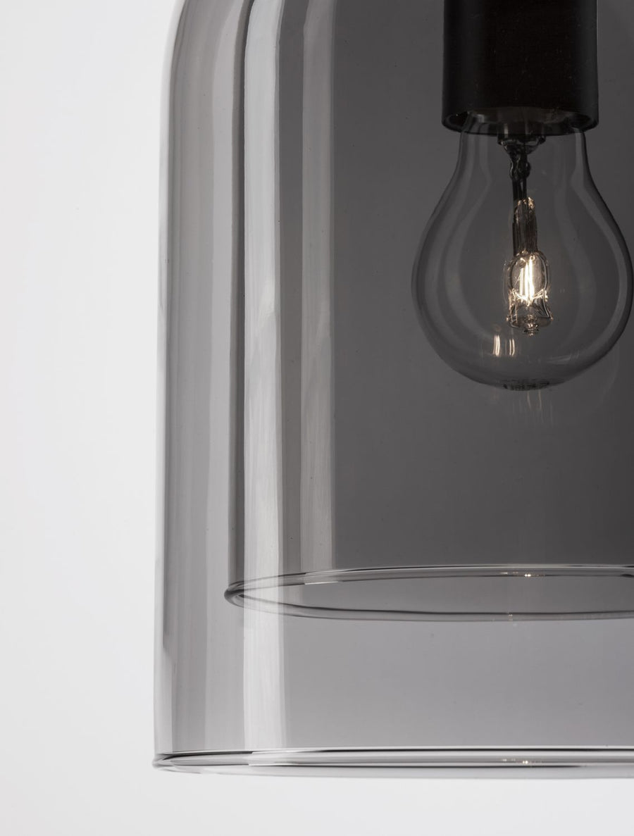 Suspension Velor noire et fumée, verre