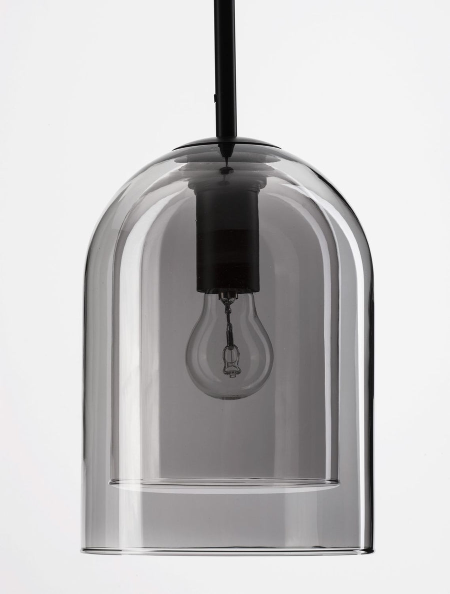 Suspension Velor noire et fumée, verre