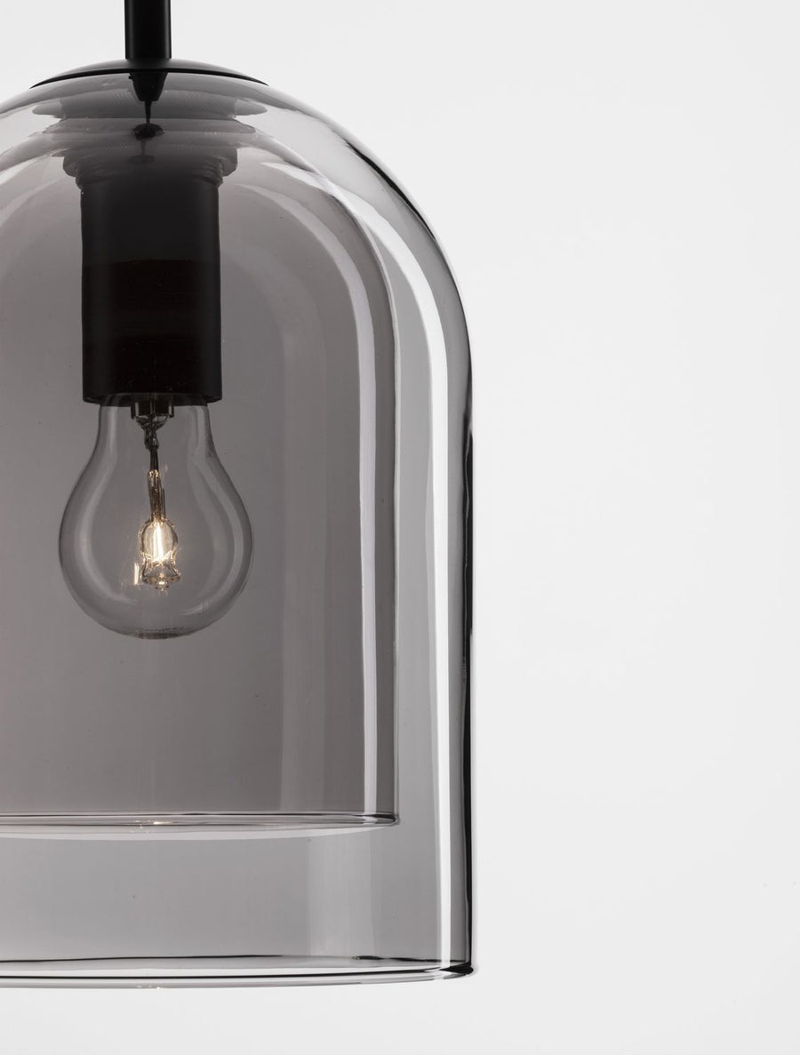 Suspension Velor noire et fumée, verre
