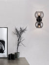 Applique murale Palmer 2 lumières noire, verre, H 25,5 cm