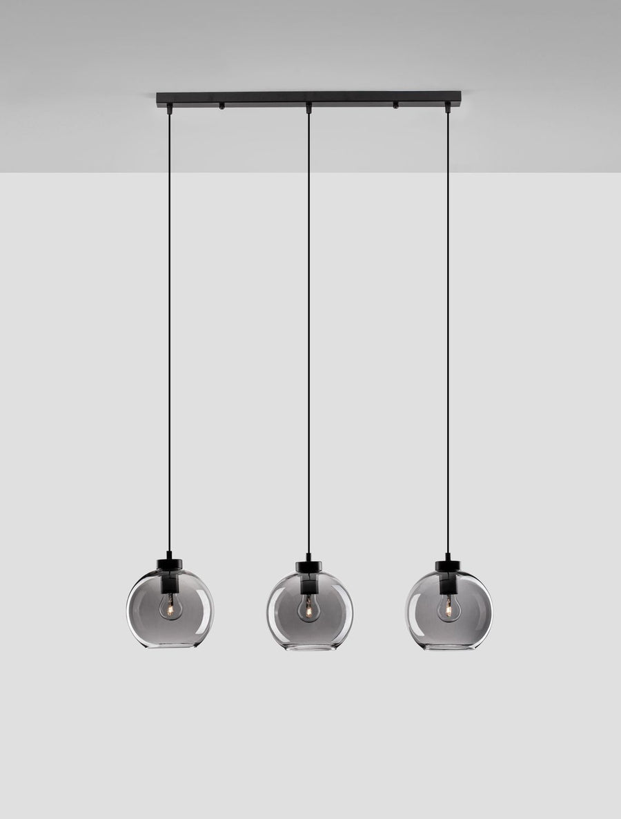 Suspension Palmer 3 lumières noire, verre (9241150)