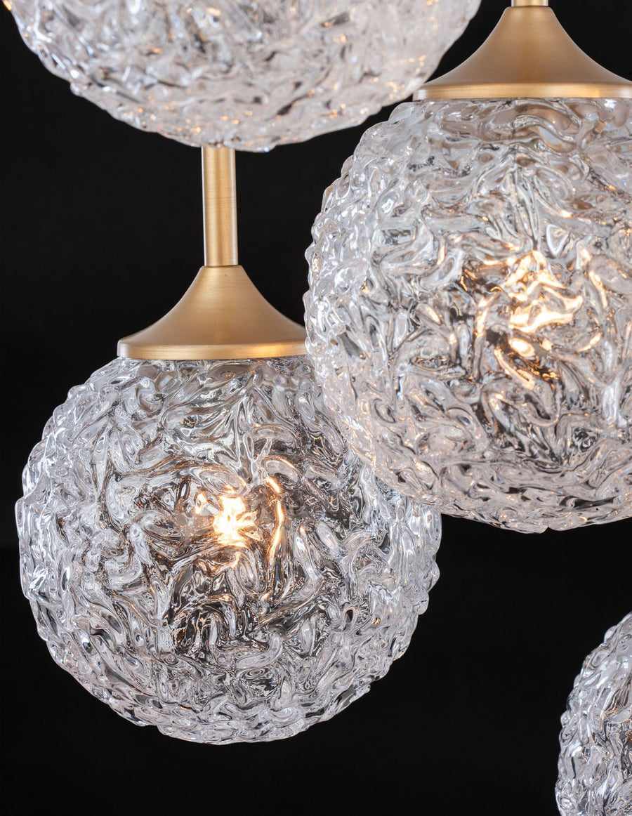 Suspension Mirano 5 lumières dorée, verre (9260212)
