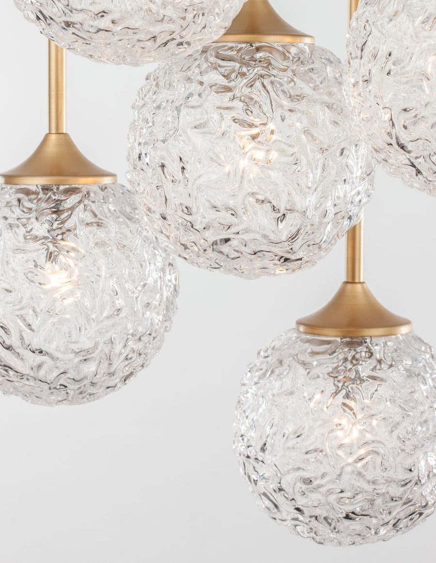 Suspension Mirano 5 lumières dorée, verre (9260212)