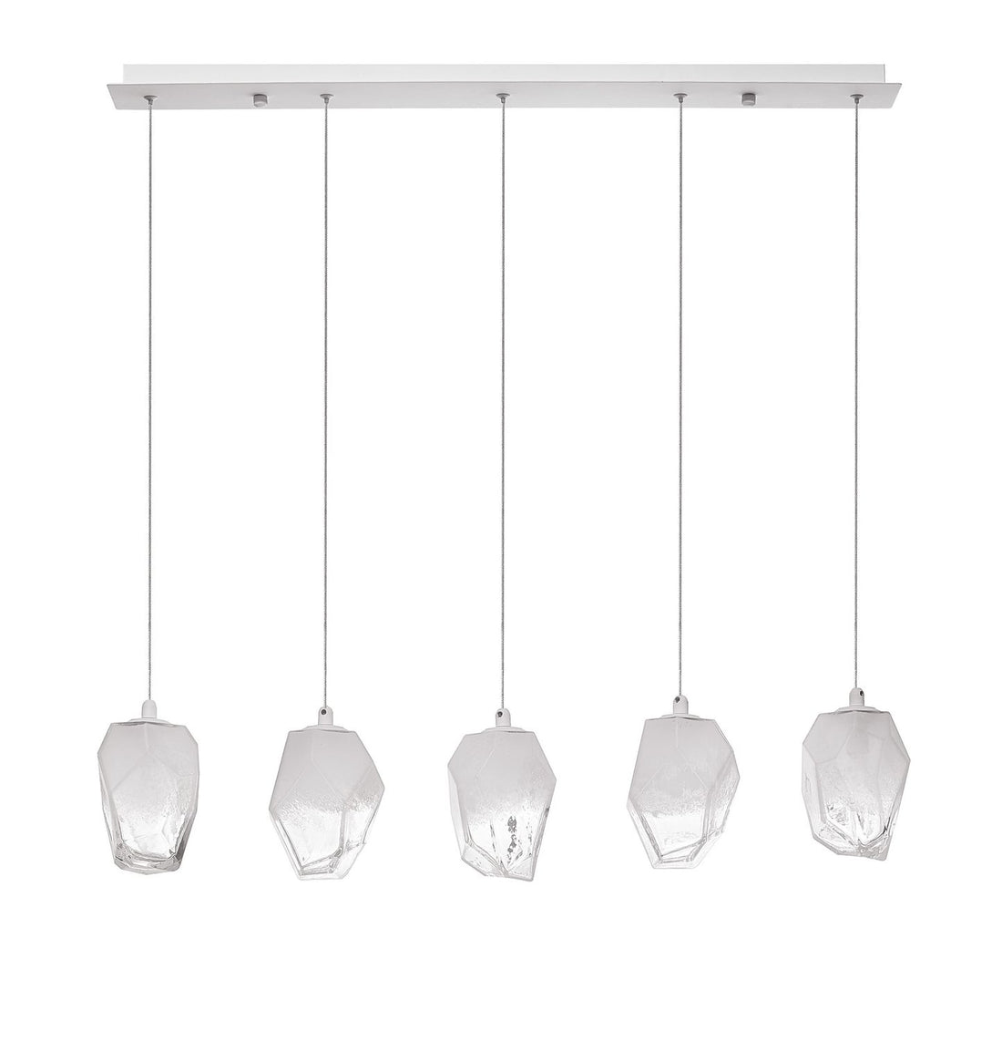 Suspension ICE 5 lumières blanche, verre (9260235)