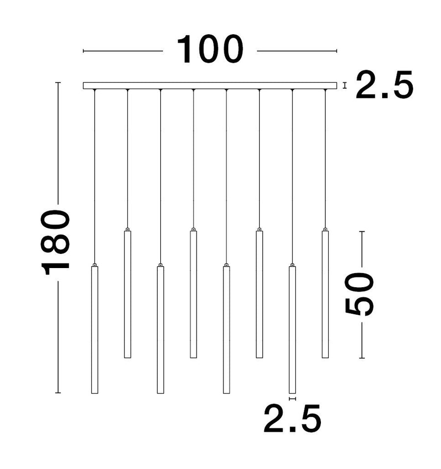 Suspension Trimle noire, H 180 cm