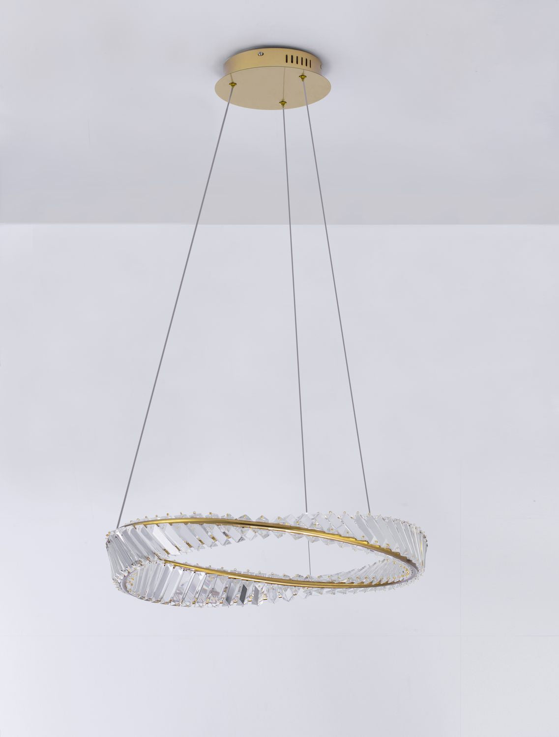 Suspension Aurelia dorée, cristal, H 120 cm (9333061)