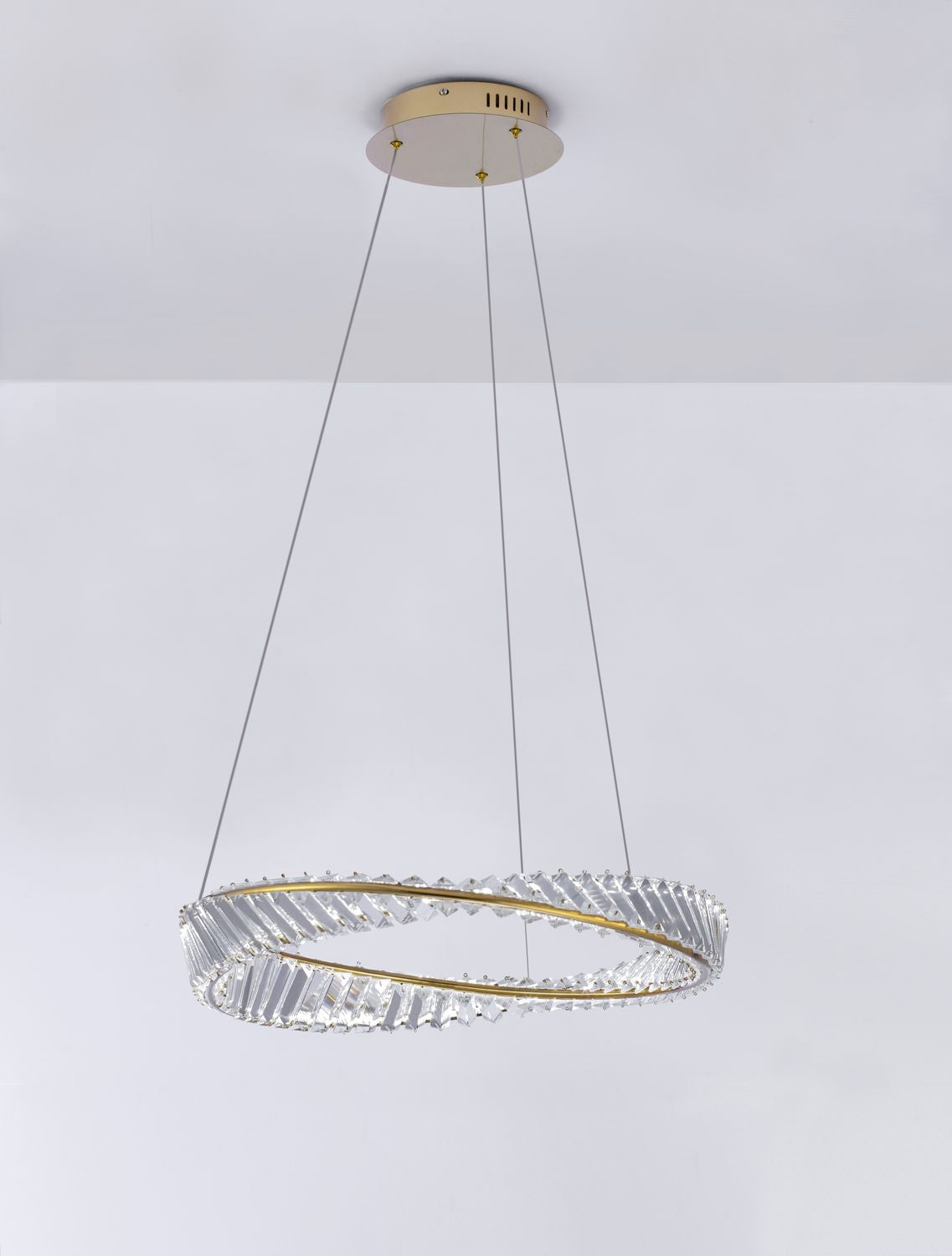 Suspension Aurelia dorée, cristal, H 120 cm (9333061)