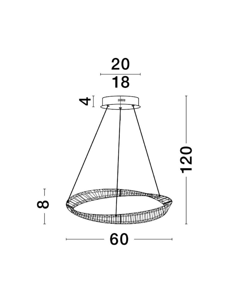 Suspension Aurelia dorée, cristal, H 120 cm (9333061)