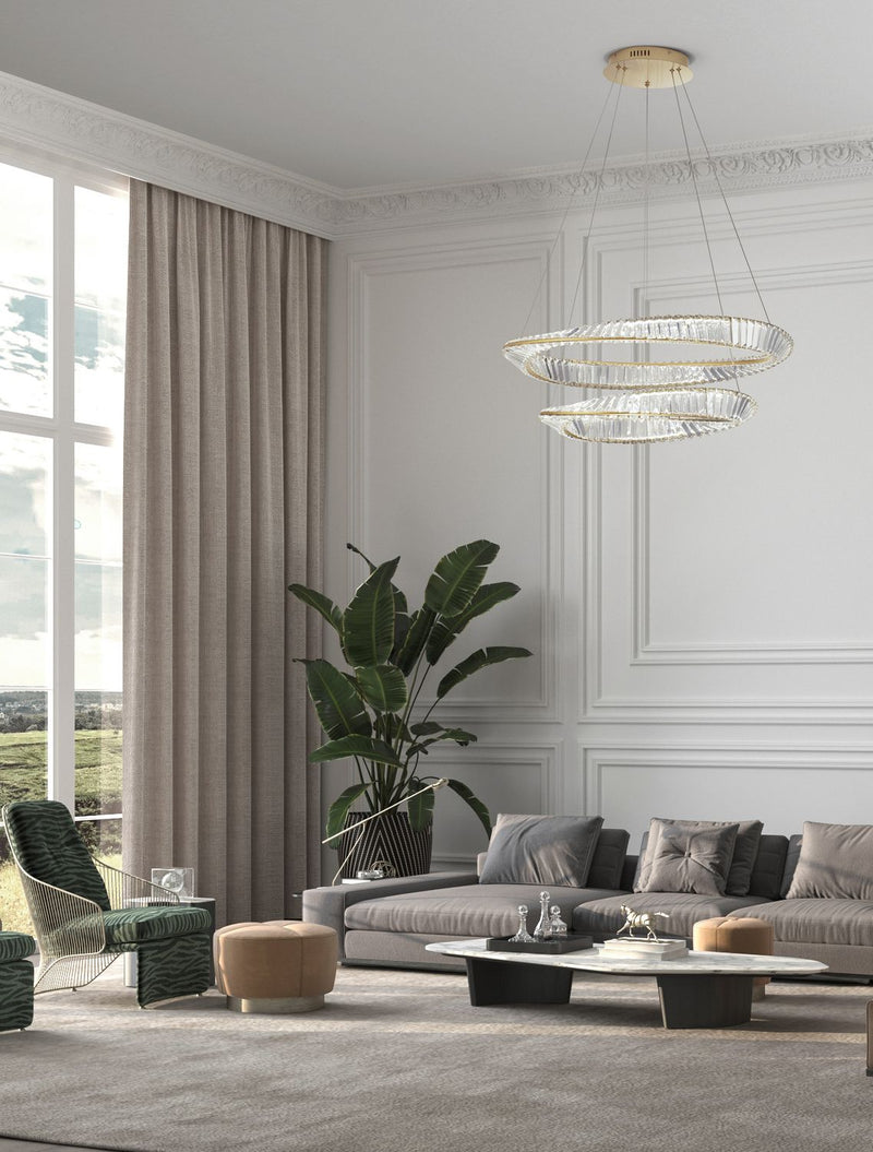 Suspension Aurelia dorée, cristal, H 150 cm (9333063)