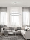 Suspension Aurelia chromée, cristal, H 150 cm (9333067)