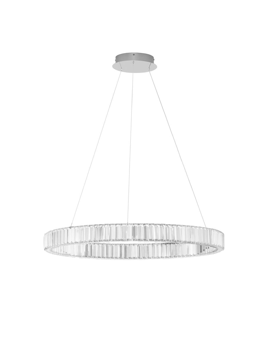 Suspension Aurelia chromée, cristal, H 150 cm (9333067)