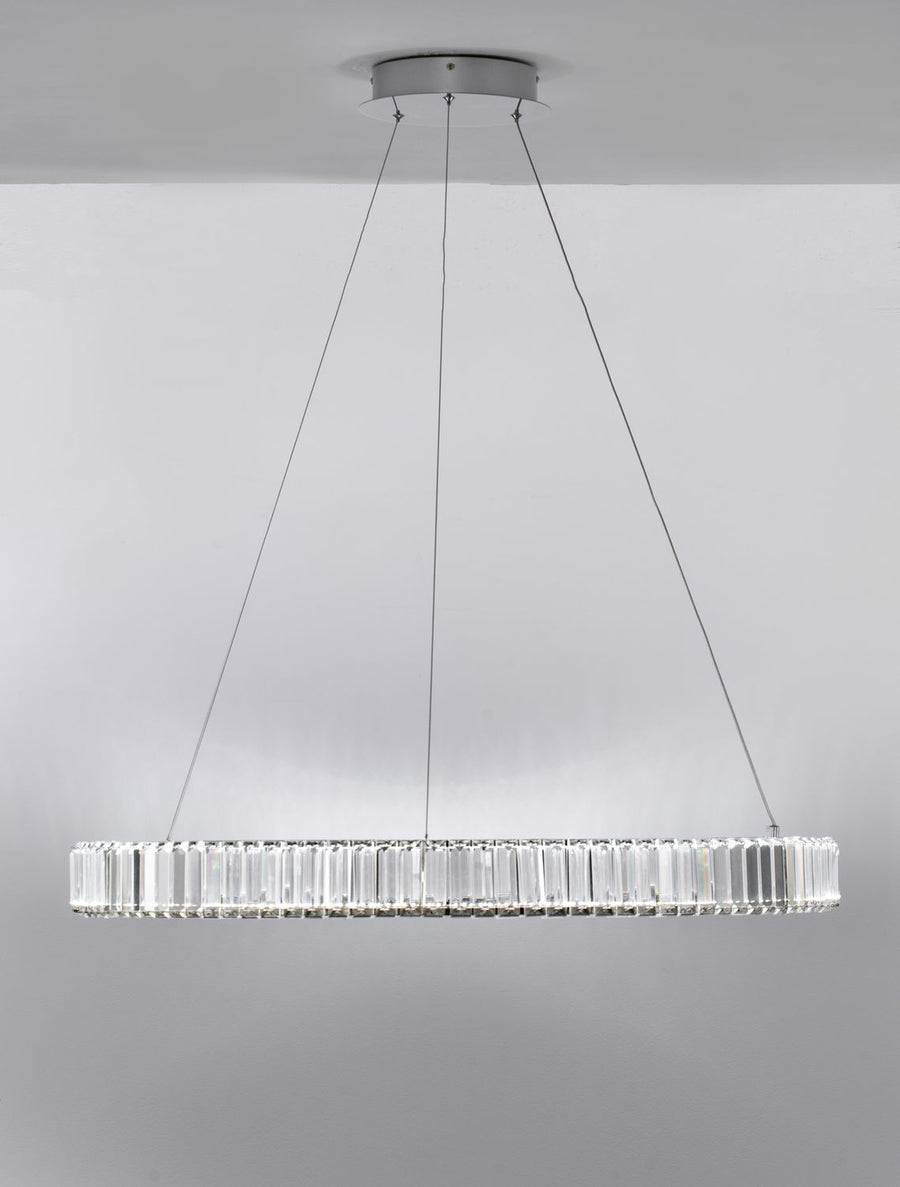 Suspension Aurelia chromée, cristal, H 150 cm (9333067)