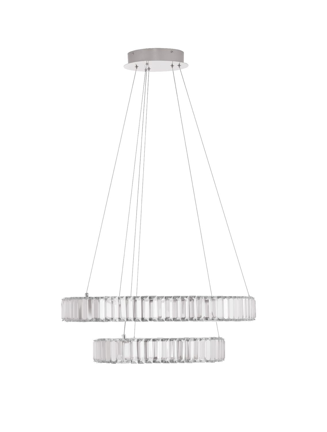 Suspension Aurelia chromée, cristal, H 200 cm