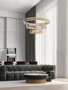 Suspension Aurelia dorée, cristal, H 150 cm (9333069)