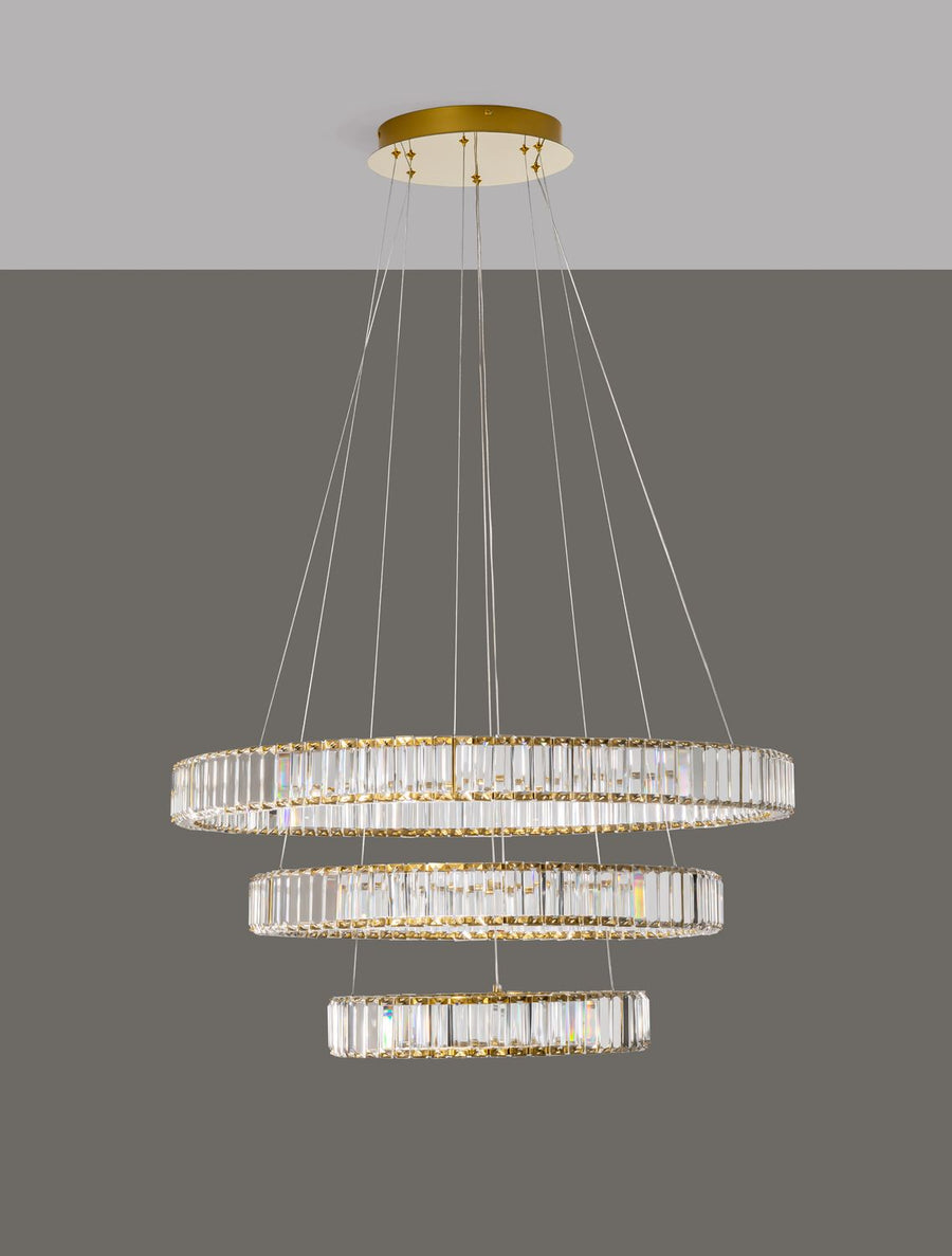 Suspension Aurelia dorée, cristal, H 150 cm (9333069)