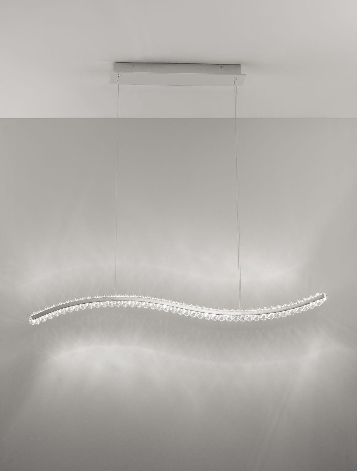 Suspension Aurelia chromée, cristal, H 150 cm (9333070)