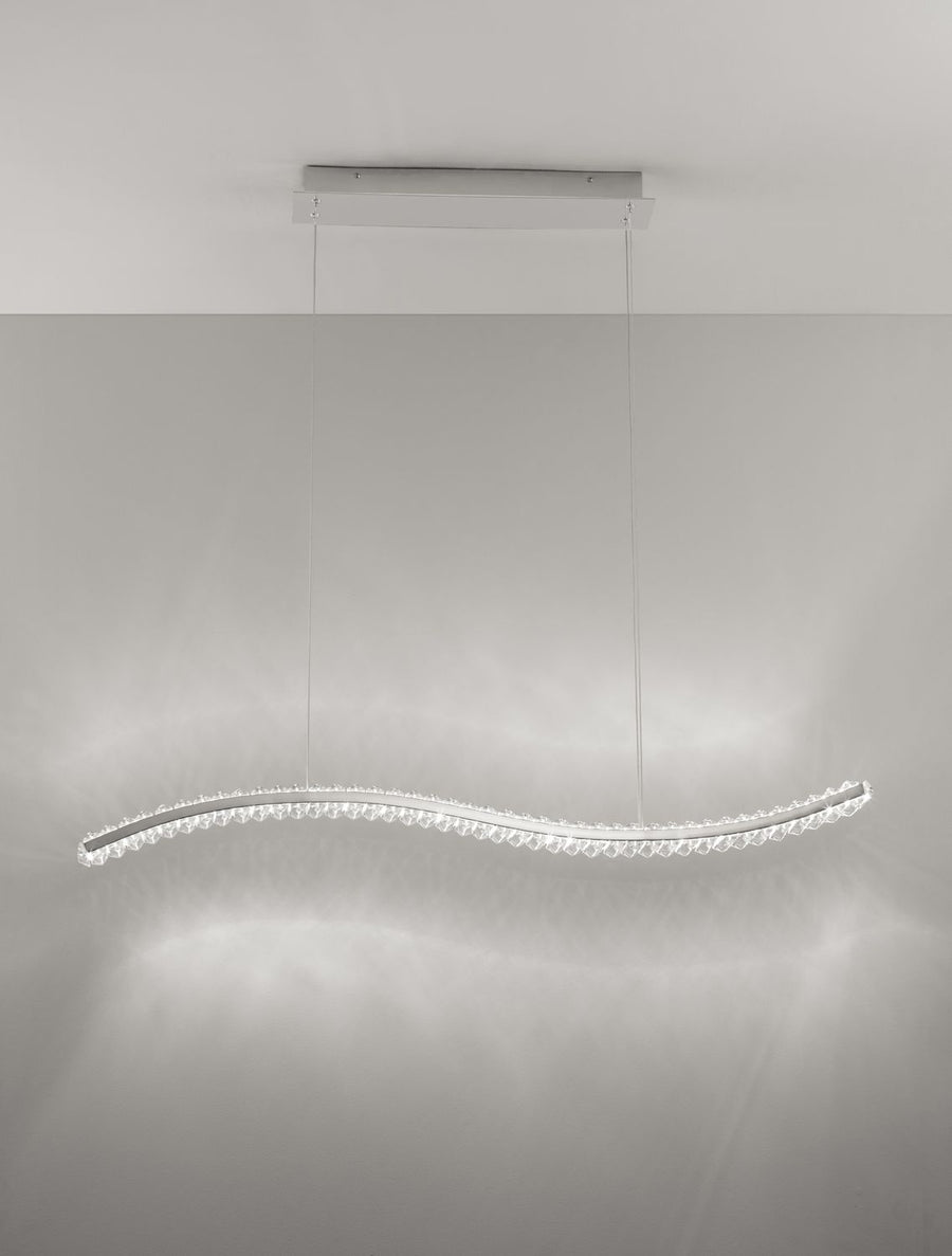 Suspension Aurelia chromée, cristal, H 150 cm (9333070)