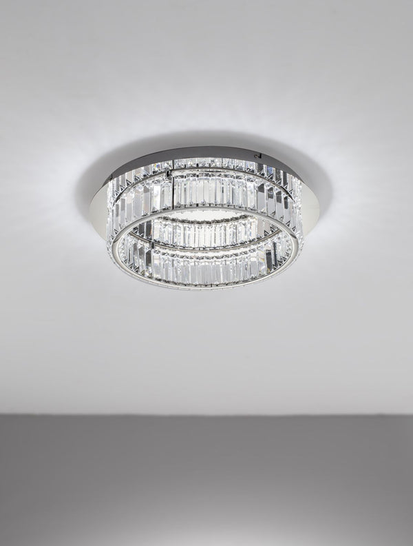 Plafonnier Aurelia chromé, cristal, Ø 50 cm