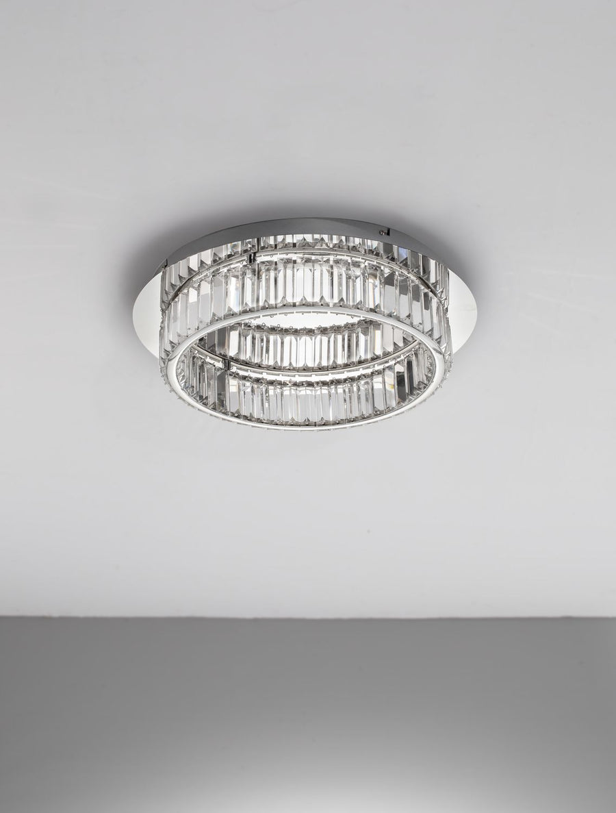 Plafonnier Aurelia chromé, cristal, Ø 50 cm