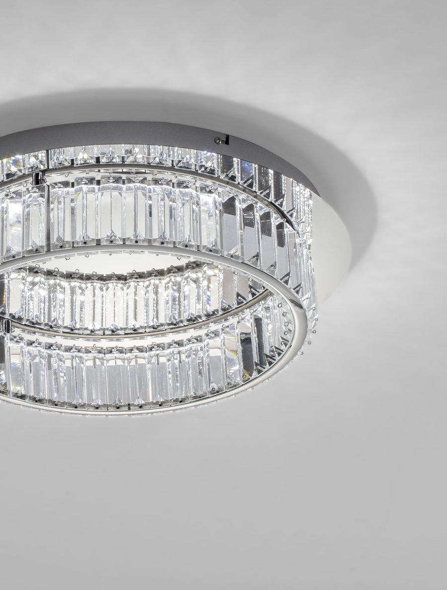 Plafonnier Aurelia chromé, cristal, Ø 50 cm