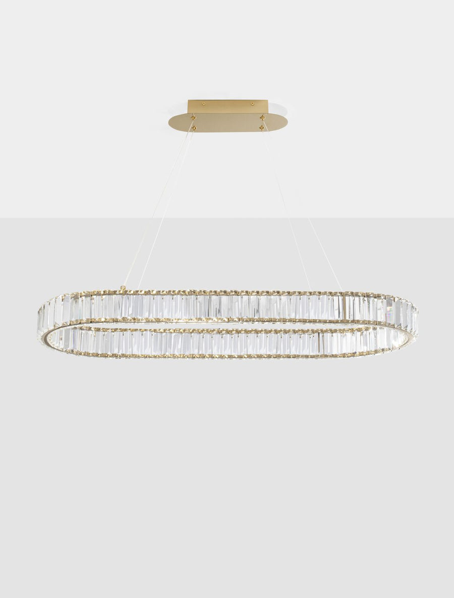 Suspension Aurelia dorée, cristal, H 150 cm (9333073)