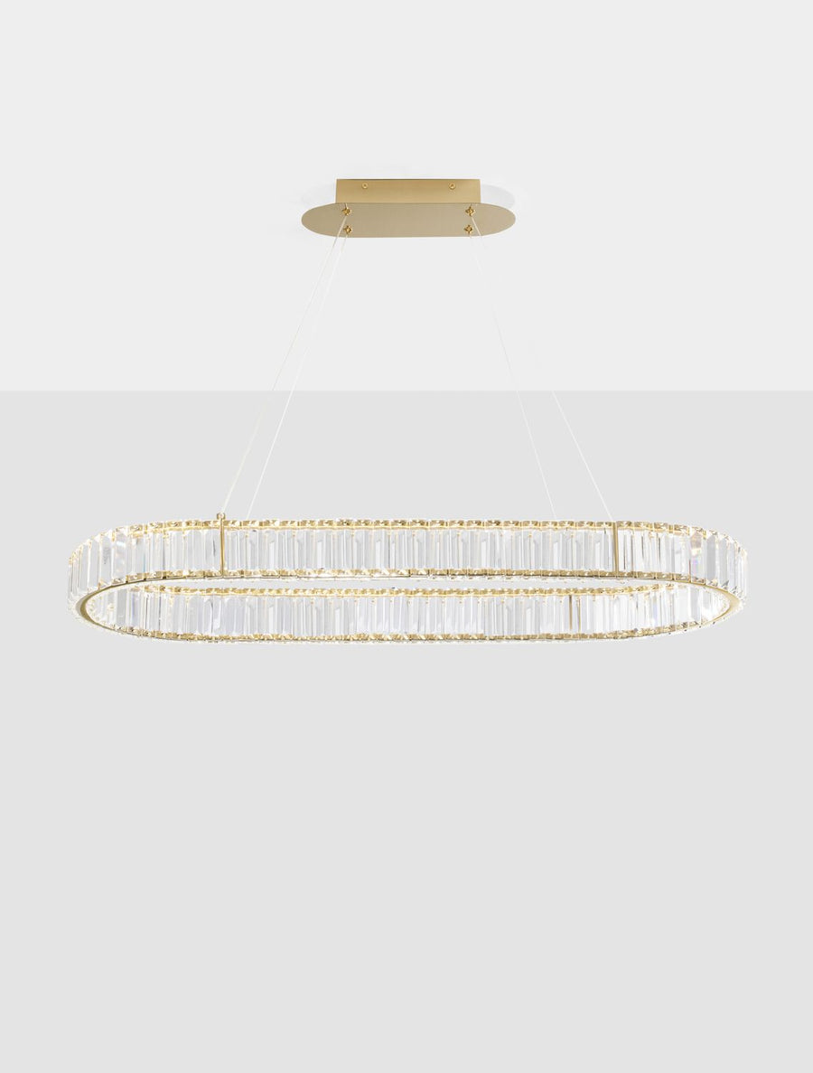 Suspension Aurelia dorée, cristal, H 150 cm (9333073)