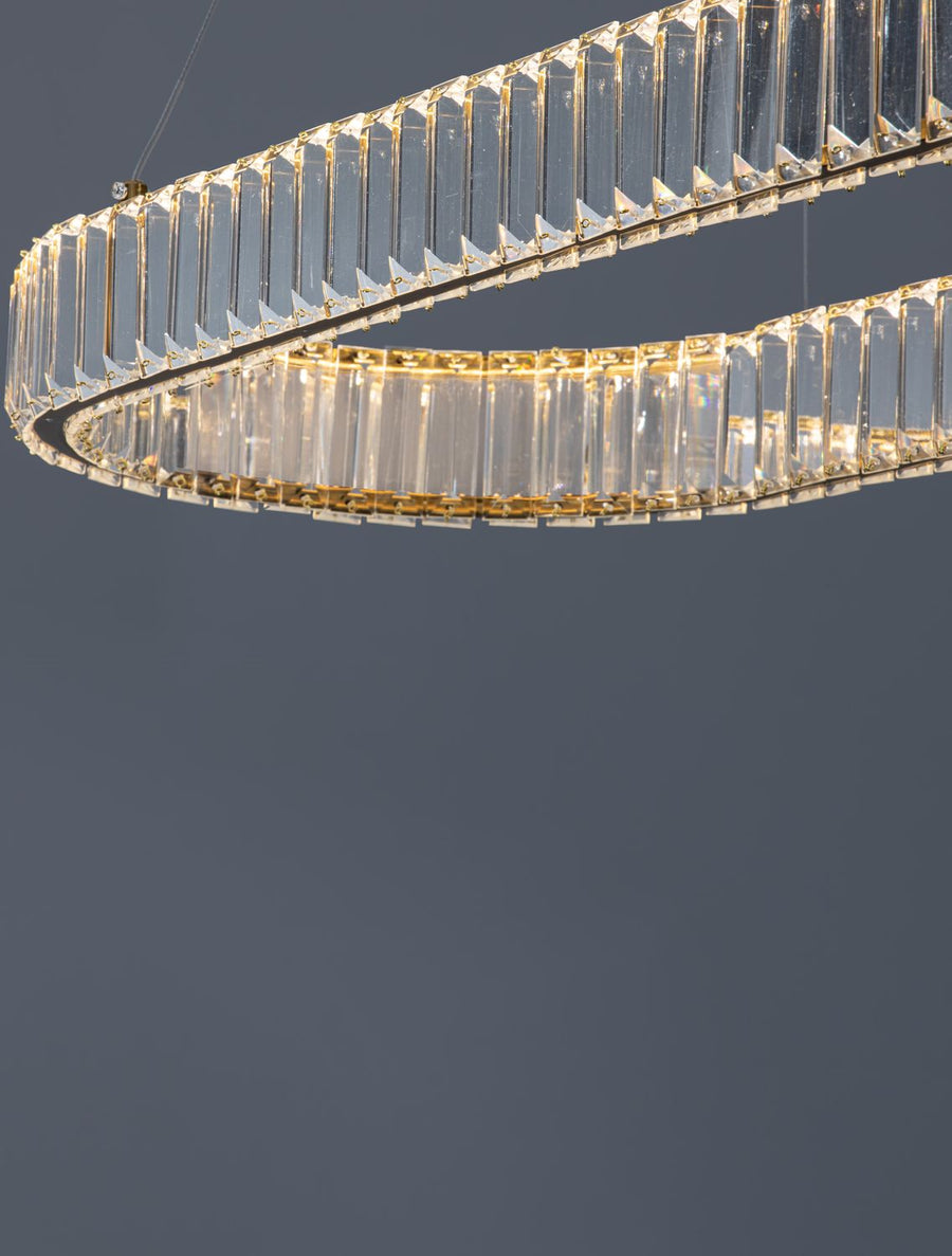 Suspension Aurelia dorée, cristal, H 150 cm (9333073)