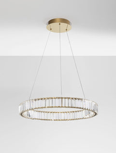 Suspension Aurelia dorée, cristal, H 150 cm (9333075)