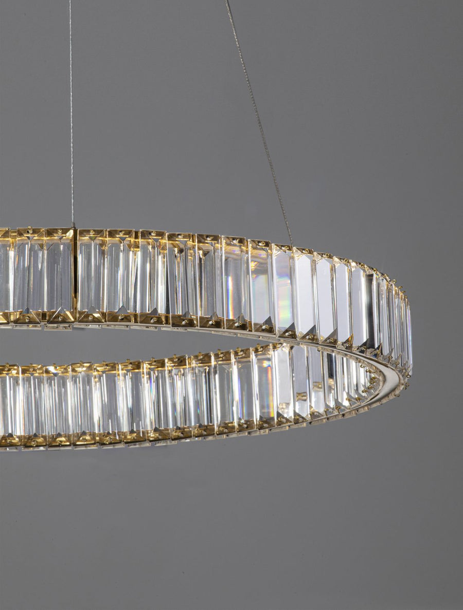 Suspension Aurelia dorée, cristal, H 150 cm (9333075)