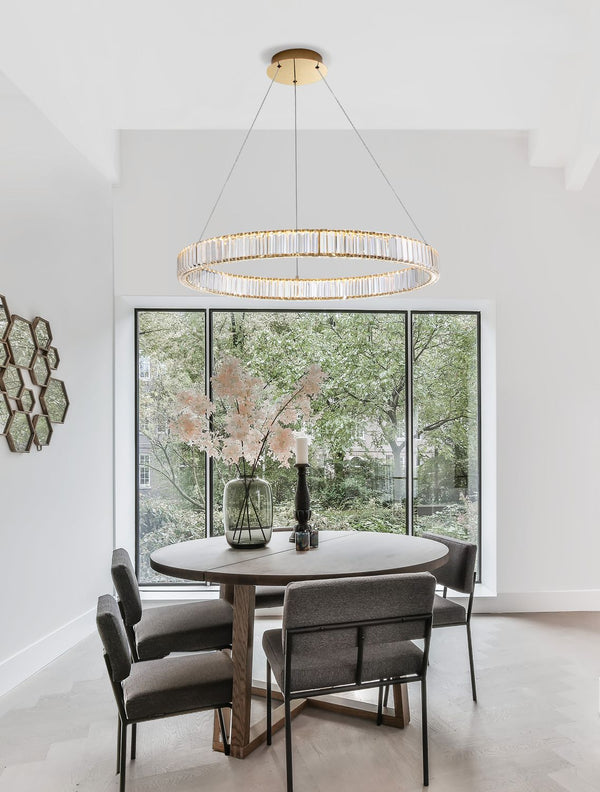 Suspension Aurelia dorée, cristal, H 150 cm (9333076)